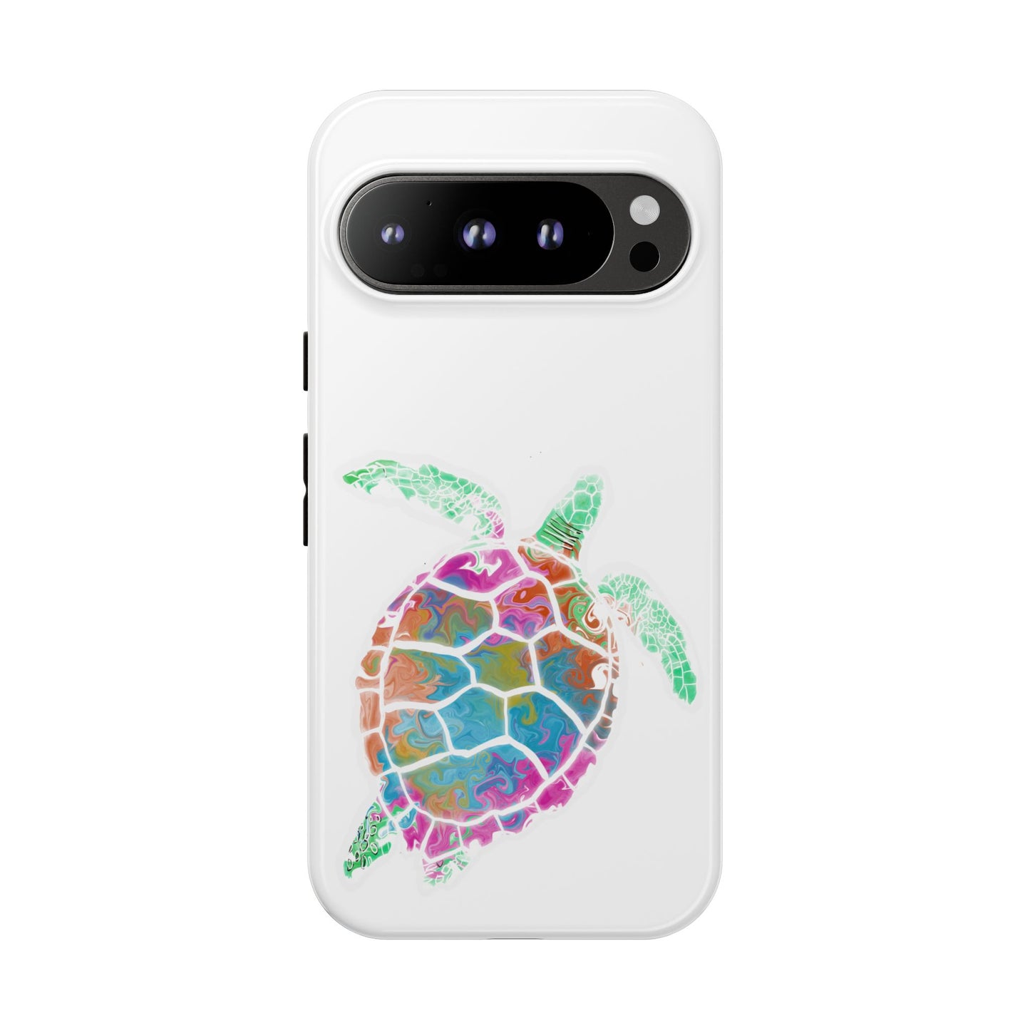 Sea Turtle Tough Phone Case — Colorful Watercolor Turtle Protective Cover