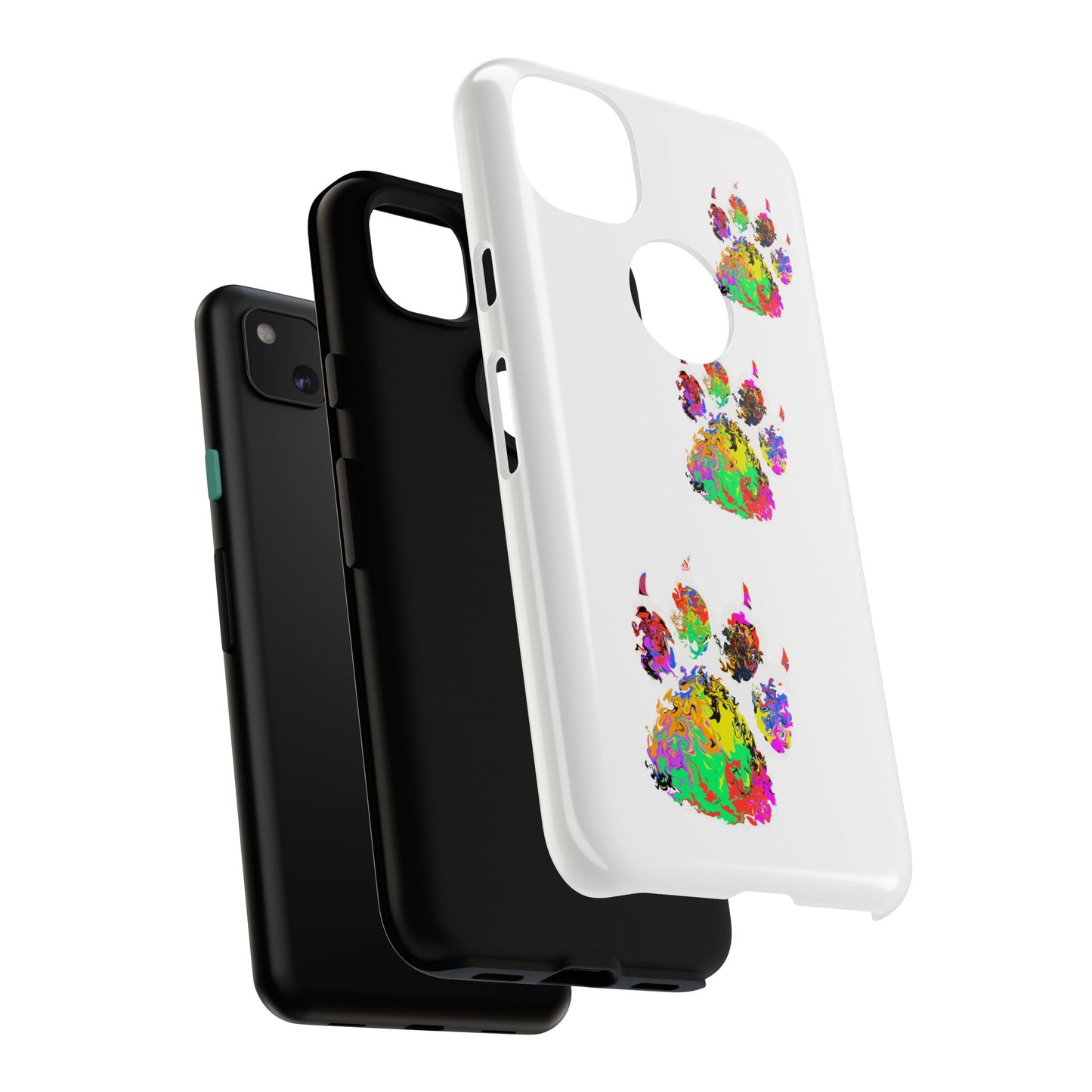 Phone Case — Colorful Paw Print Tough Case, Pet Lover Protective Phone Cover