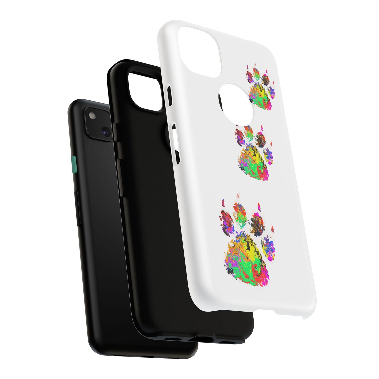 Phone Case — Colorful Paw Print Tough Case, Pet Lover Protective Phone Cover