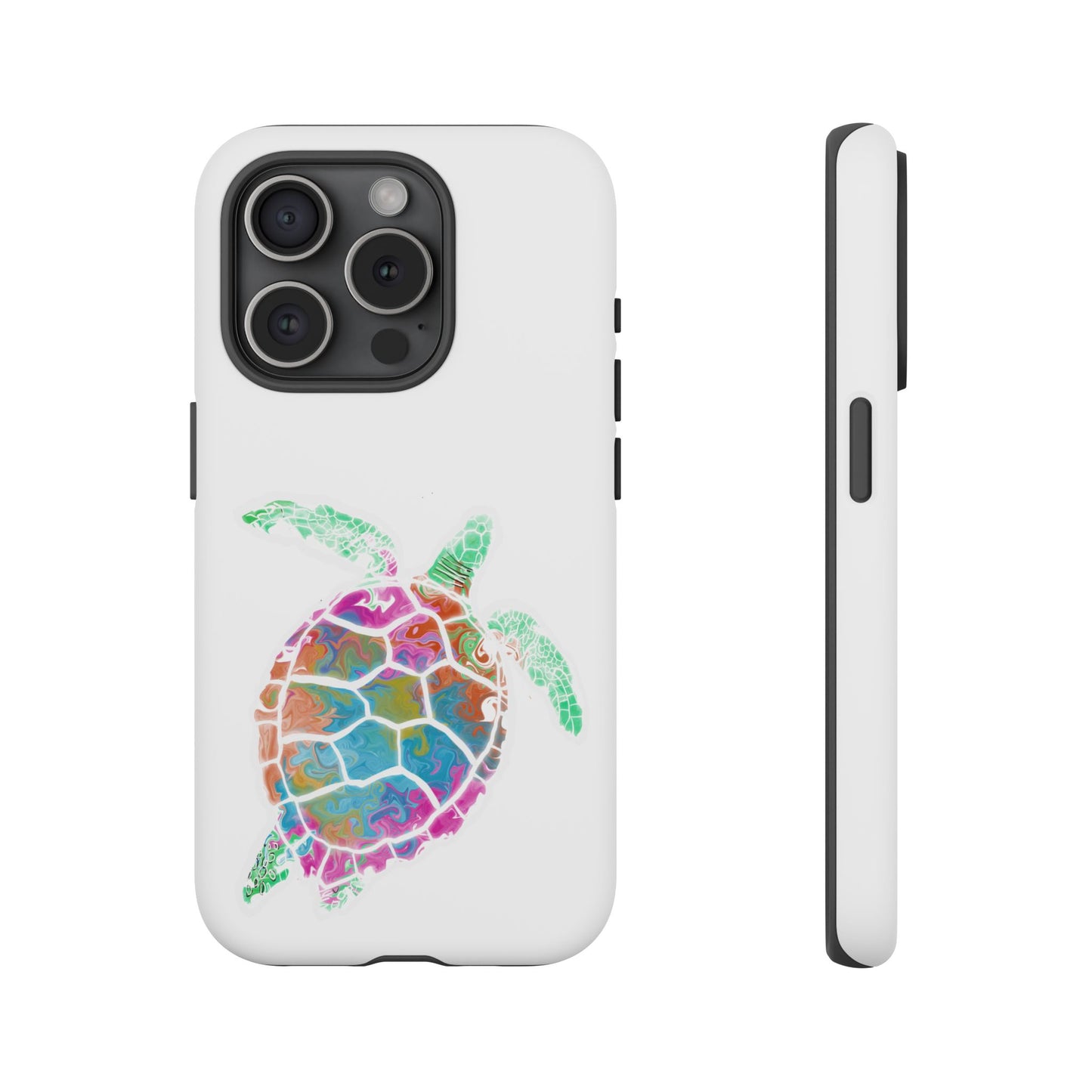 Sea Turtle Tough Phone Case — Colorful Watercolor Turtle Protective Cover