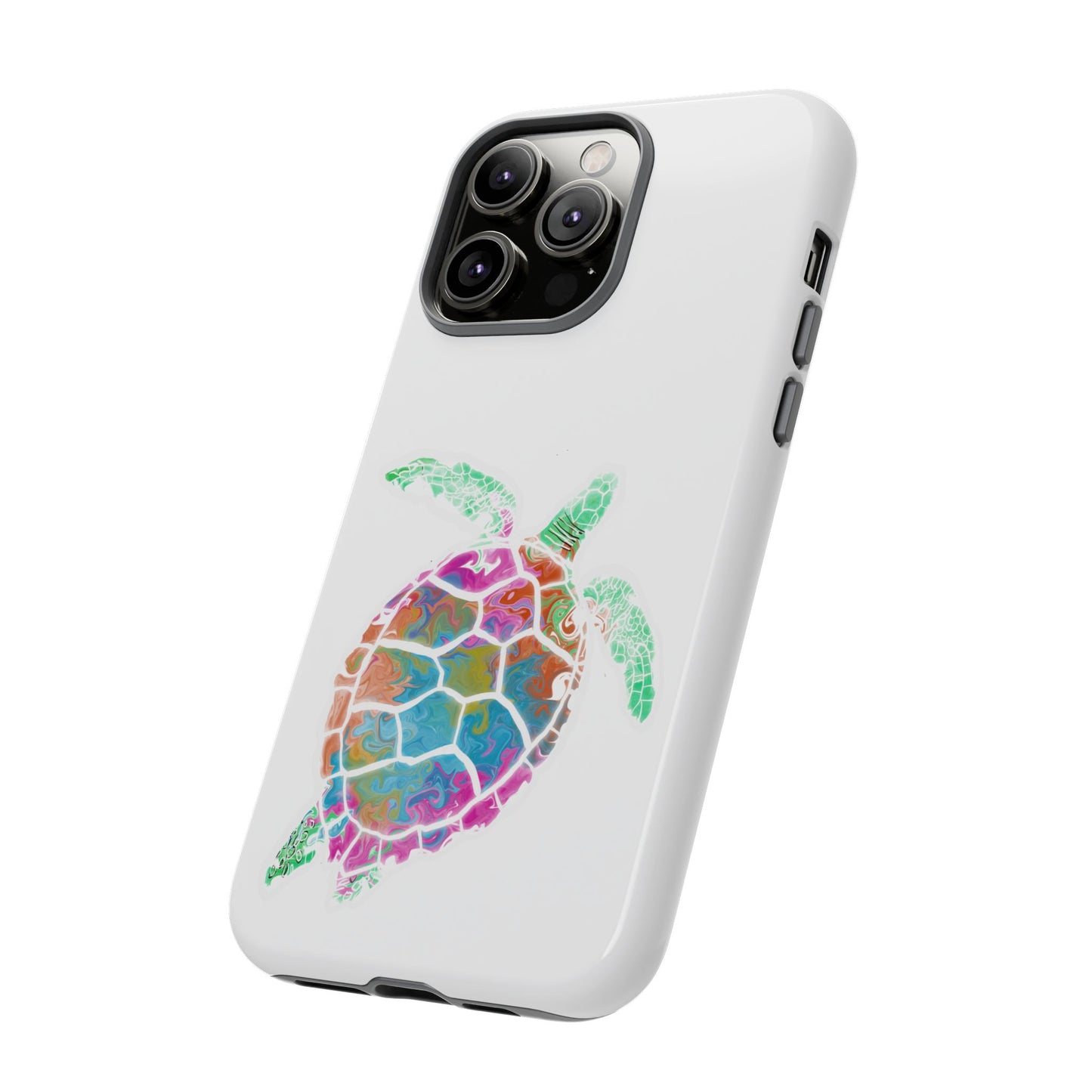 Sea Turtle Tough Phone Case — Colorful Watercolor Turtle Protective Cover