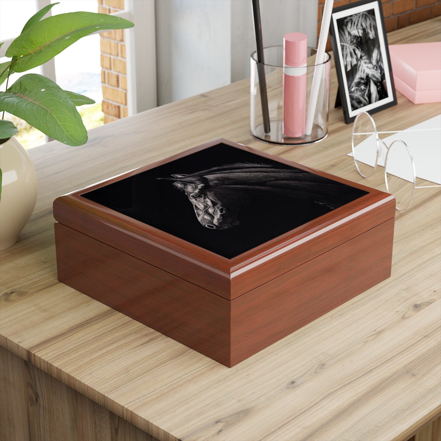 Black Horse Keepsake Jewelry Box — Elegant Equestrian Gift