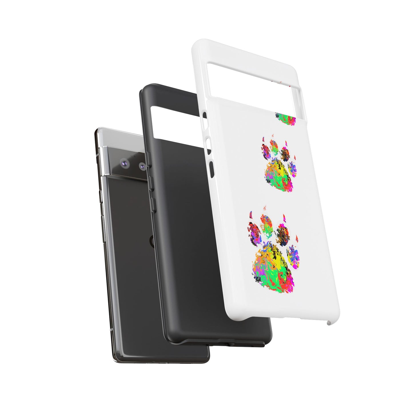 Phone Case — Colorful Paw Print Tough Case, Pet Lover Protective Phone Cover