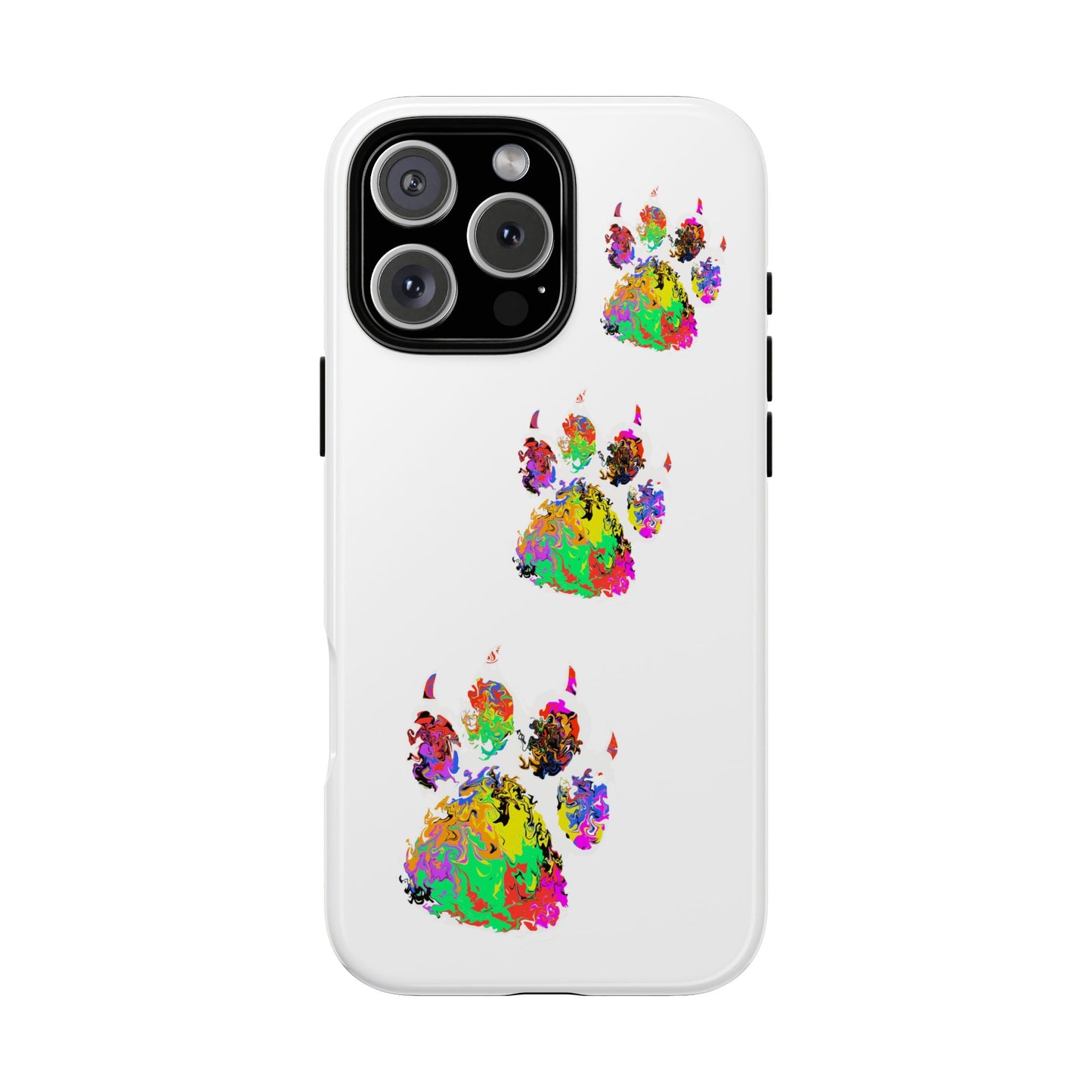 Phone Case — Colorful Paw Print Tough Case, Pet Lover Protective Phone Cover