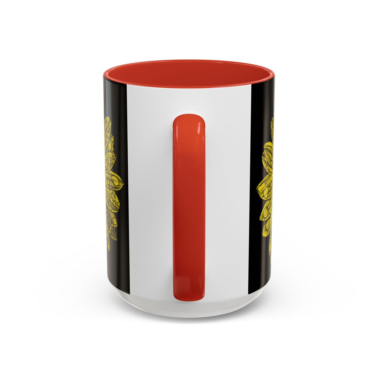 Sunflower Waterdrop Accent Coffee Mug — Yellow Floral 11/15oz