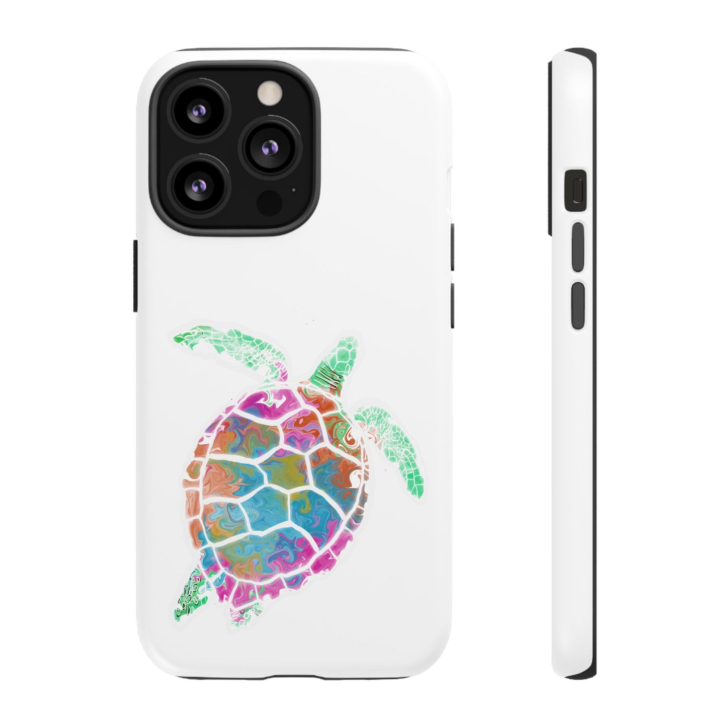 Sea Turtle Tough Phone Case — Colorful Watercolor Turtle Protective Cover