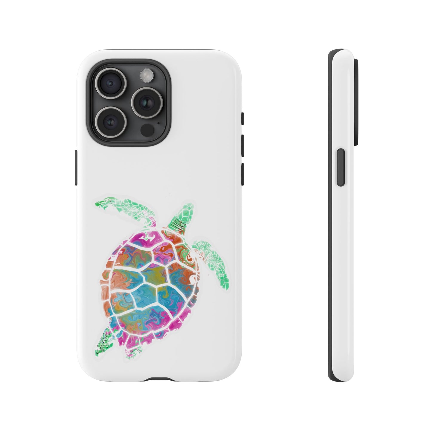 Sea Turtle Tough Phone Case — Colorful Watercolor Turtle Protective Cover