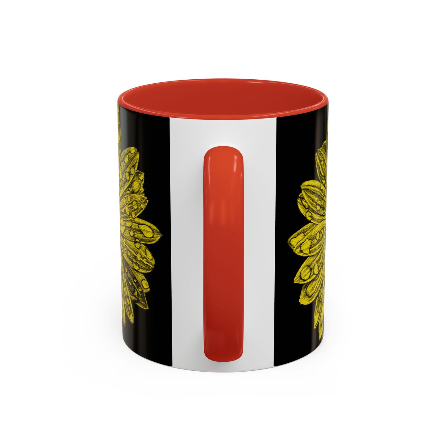 Sunflower Waterdrop Accent Coffee Mug — Yellow Floral 11/15oz