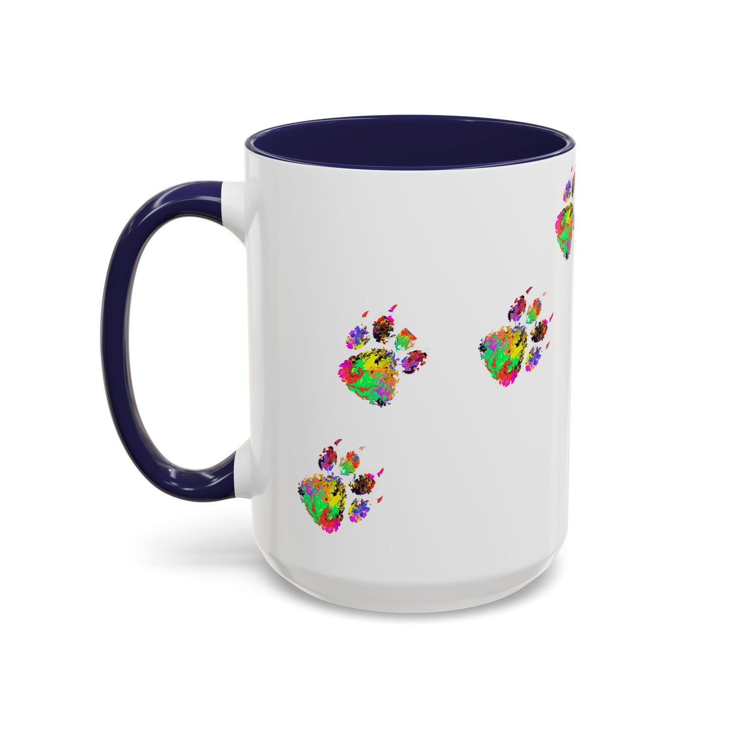Colorful Paw Print Coffee Mug — Vibrant Pet Lover Accent Mug (11/15oz)