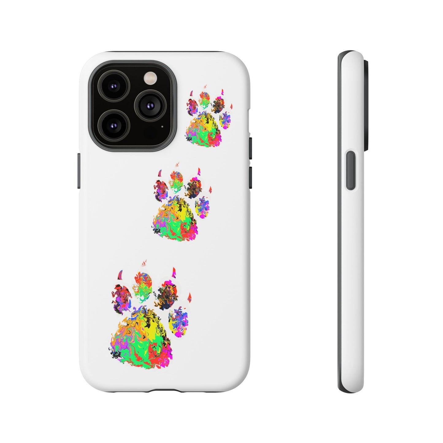 Phone Case — Colorful Paw Print Tough Case, Pet Lover Protective Phone Cover