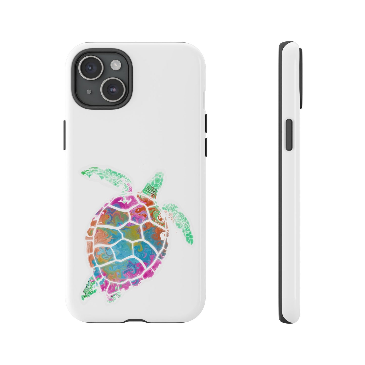 Sea Turtle Tough Phone Case — Colorful Watercolor Turtle Protective Cover