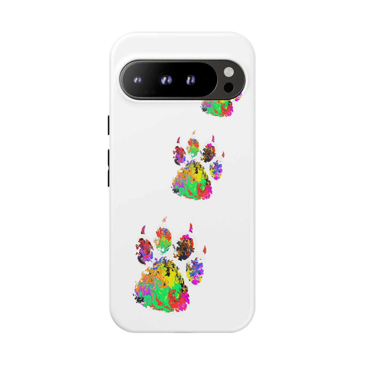 Phone Case — Colorful Paw Print Tough Case, Pet Lover Protective Phone Cover