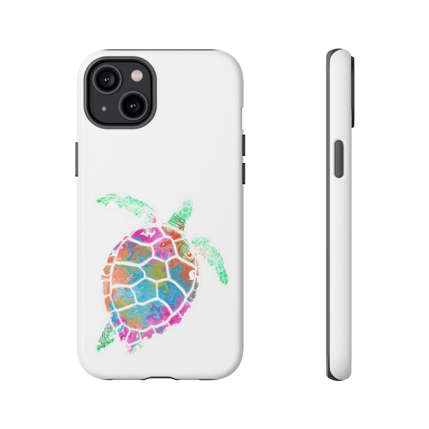 Sea Turtle Tough Phone Case — Colorful Watercolor Turtle Protective Cover