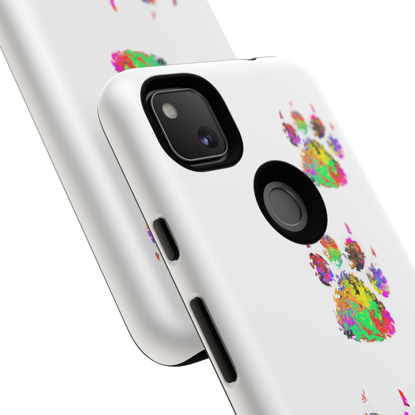 Phone Case — Colorful Paw Print Tough Case, Pet Lover Protective Phone Cover