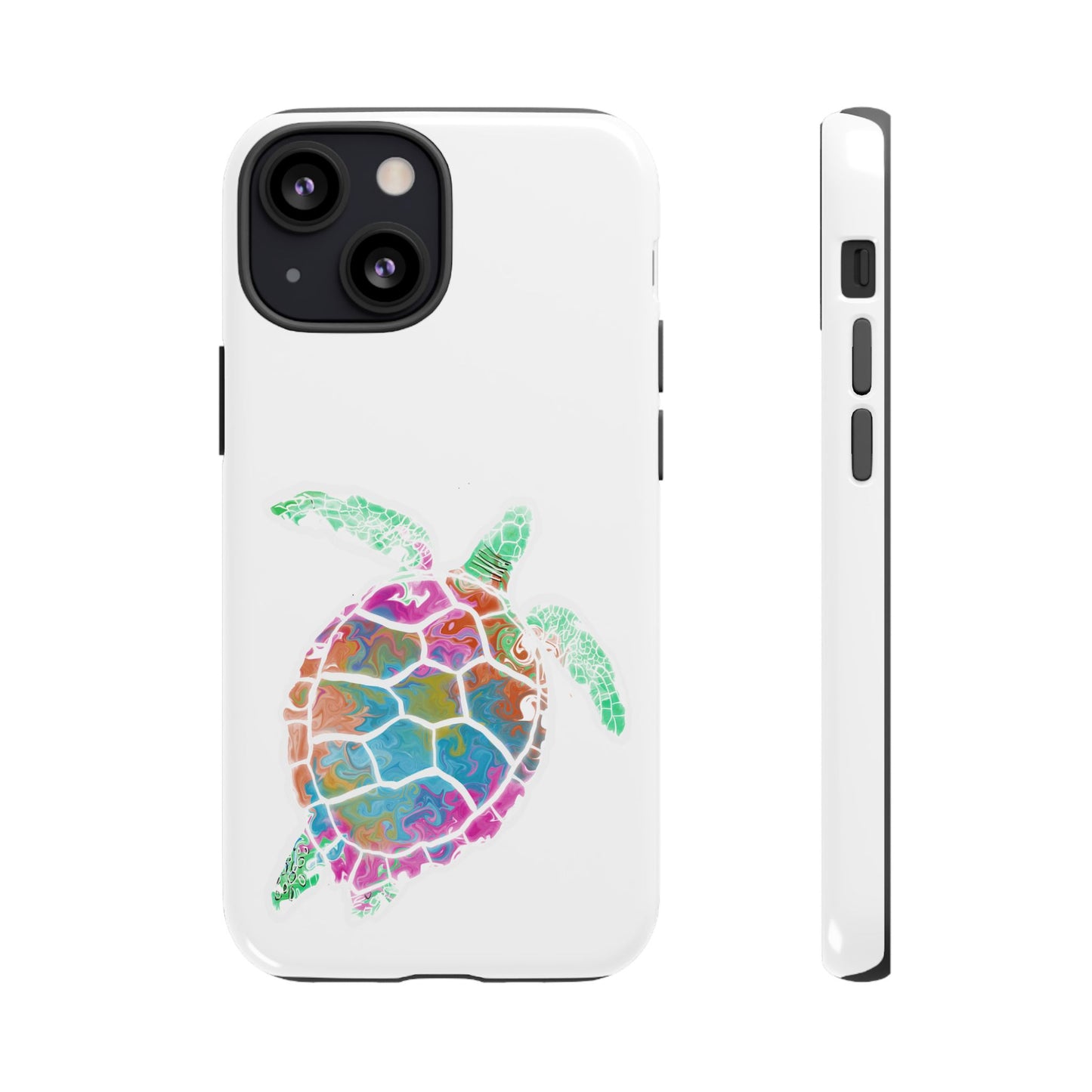 Sea Turtle Tough Phone Case — Colorful Watercolor Turtle Protective Cover