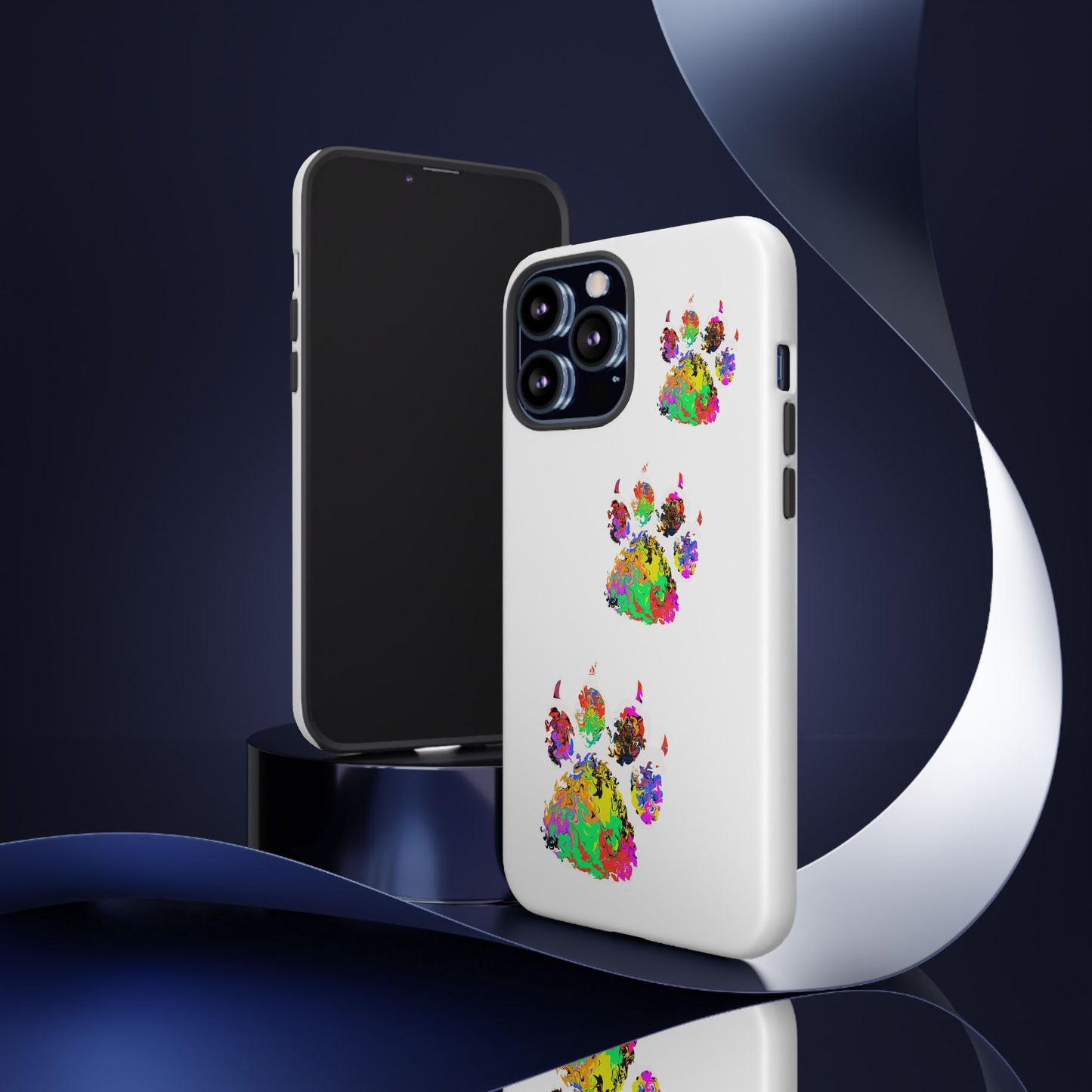 Phone Case — Colorful Paw Print Tough Case, Pet Lover Protective Phone Cover