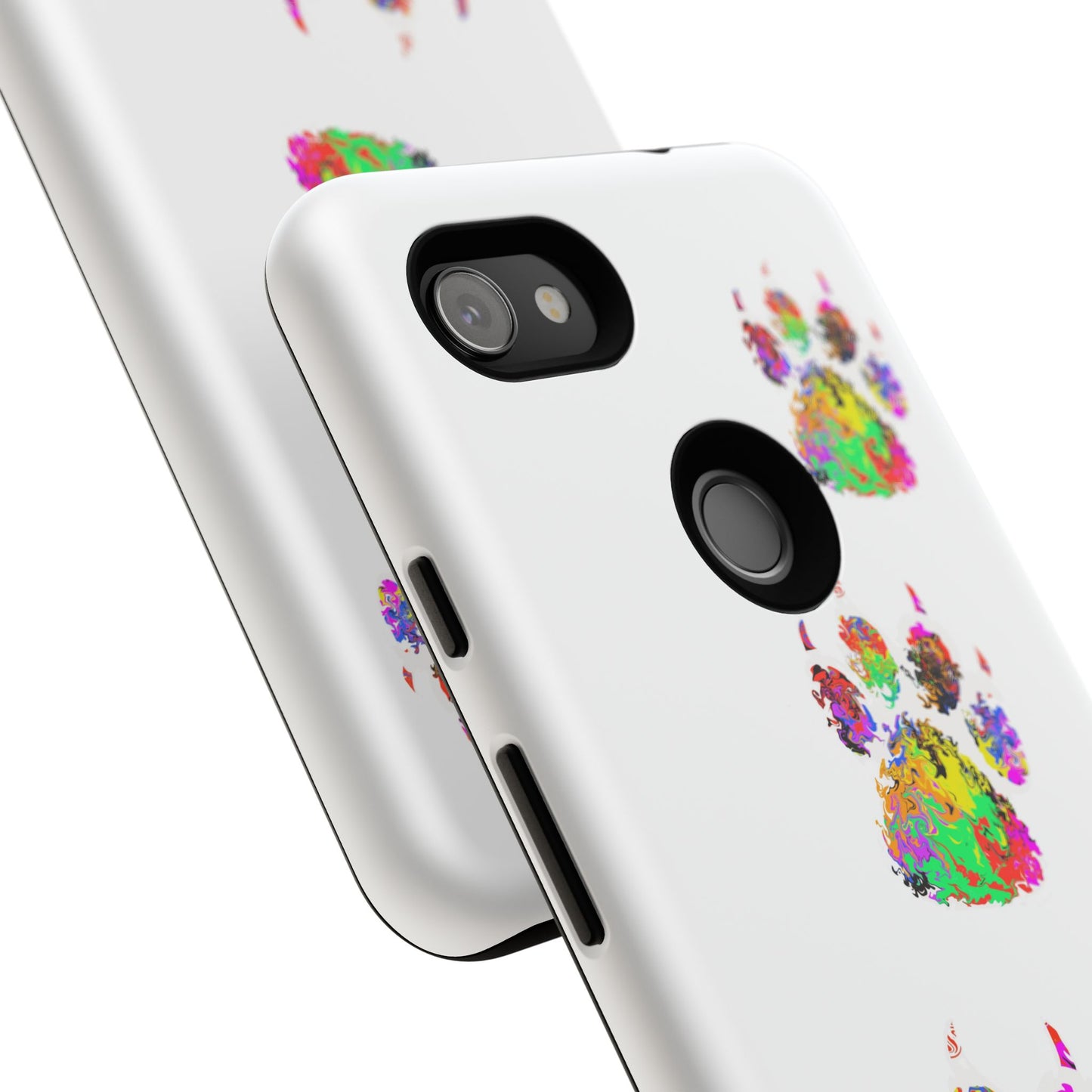 Phone Case — Colorful Paw Print Tough Case, Pet Lover Protective Phone Cover