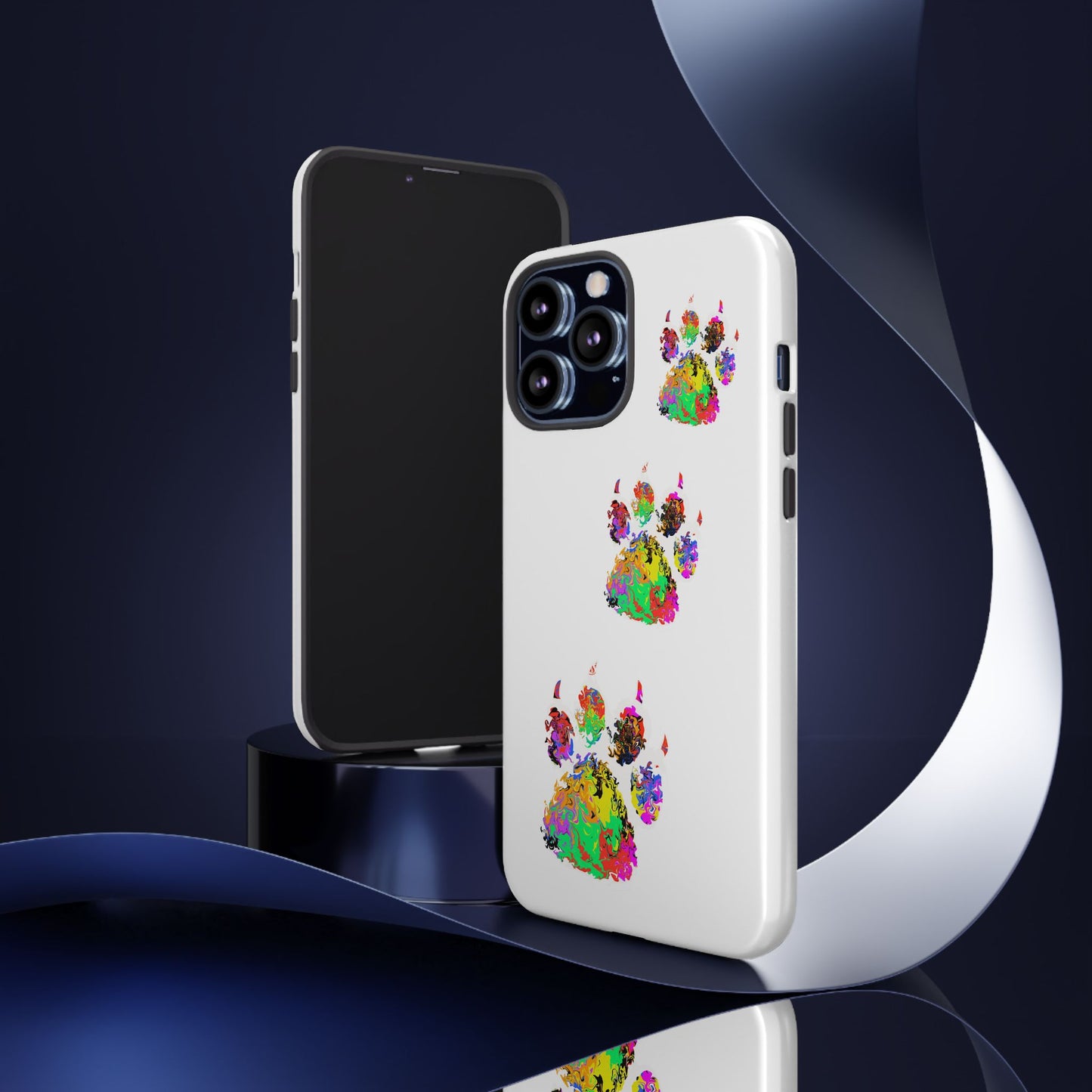 Phone Case — Colorful Paw Print Tough Case, Pet Lover Protective Phone Cover