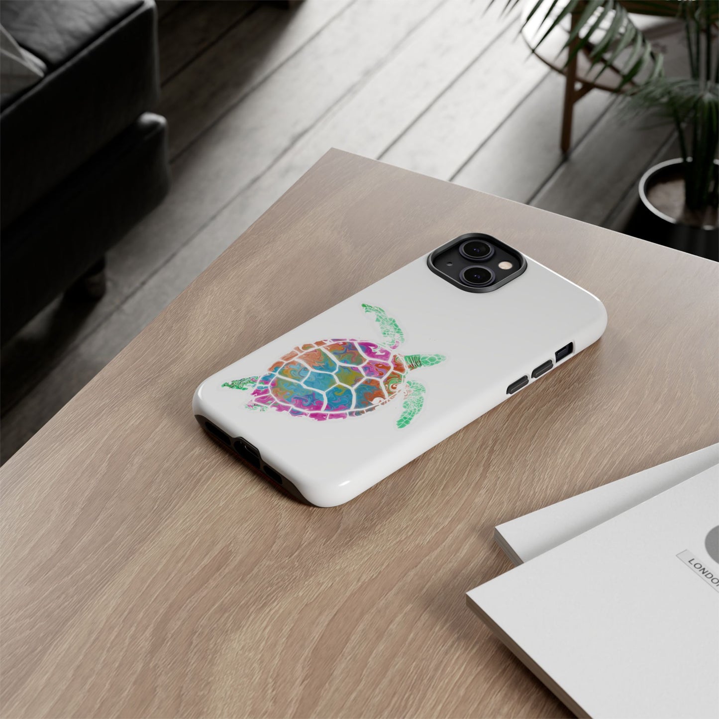 Sea Turtle Tough Phone Case — Colorful Watercolor Turtle Protective Cover