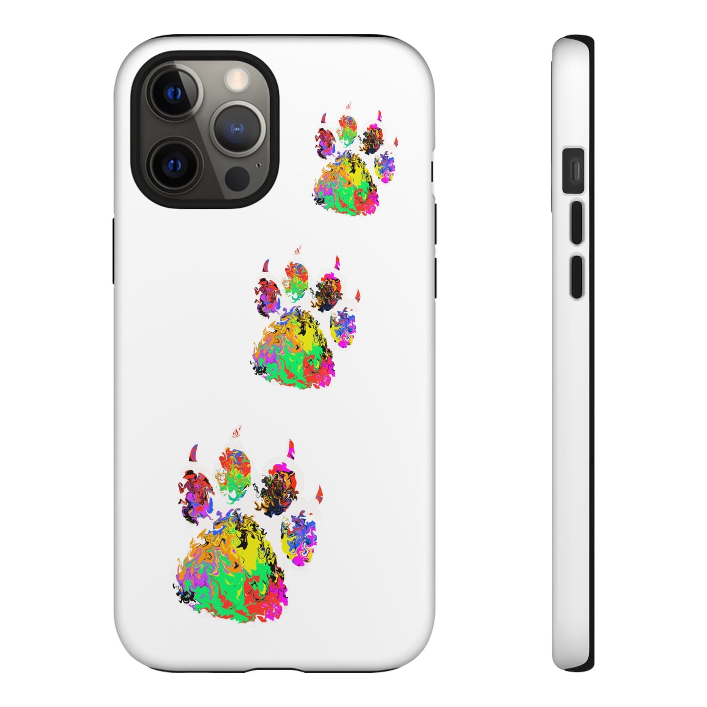 Phone Case — Colorful Paw Print Tough Case, Pet Lover Protective Phone Cover