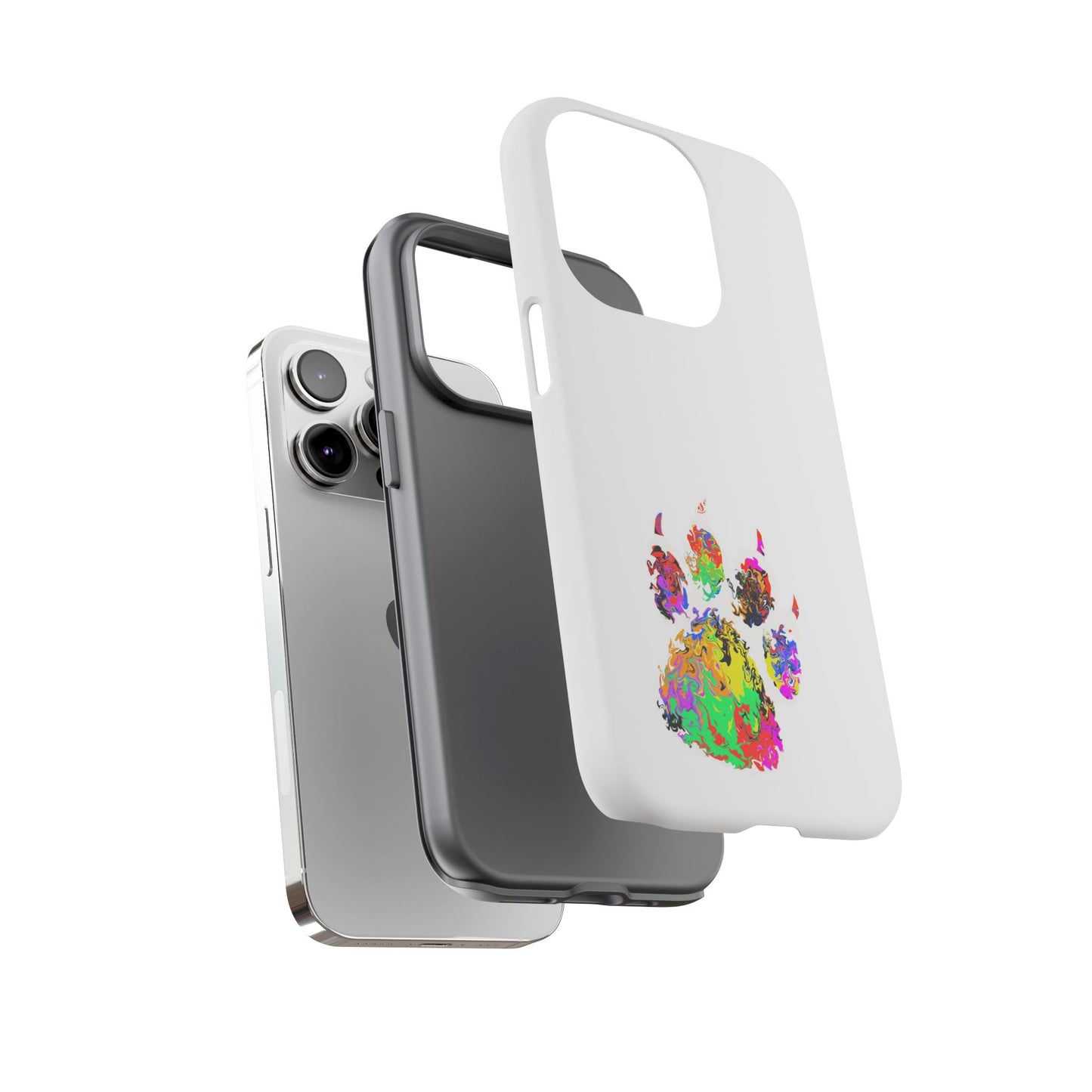 Colorful Paw Print Phone Case — Protective Pet Lover iPhone Case