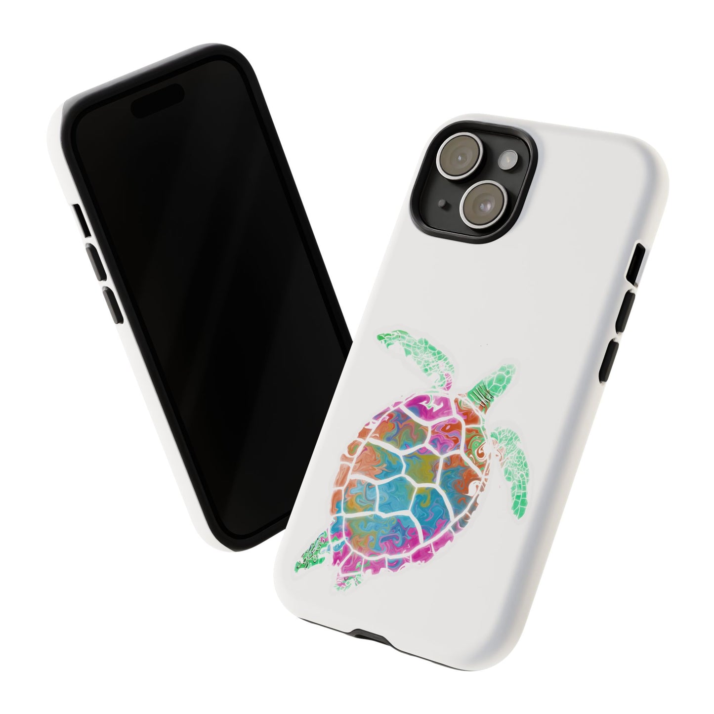 Sea Turtle Tough Phone Case — Colorful Watercolor Turtle Protective Cover