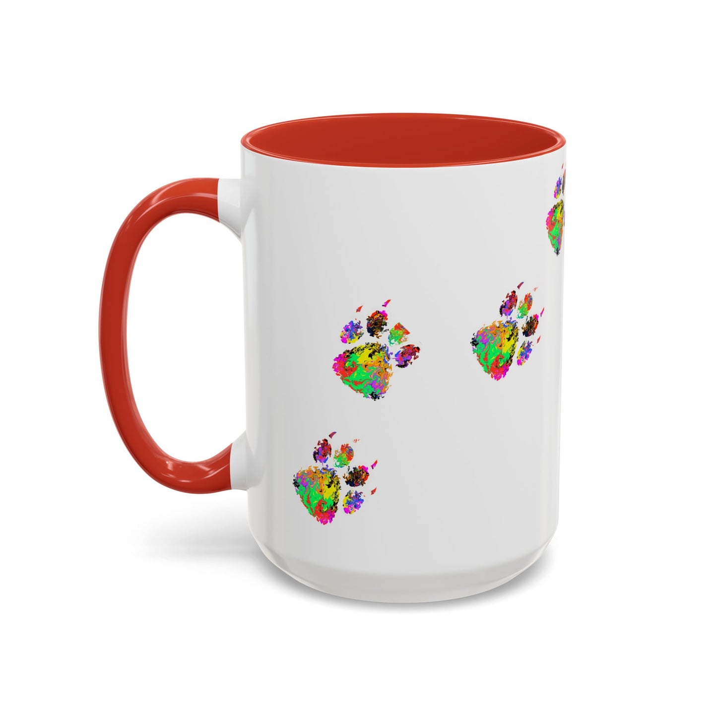 Colorful Paw Print Coffee Mug — Vibrant Pet Lover Accent Mug (11/15oz)
