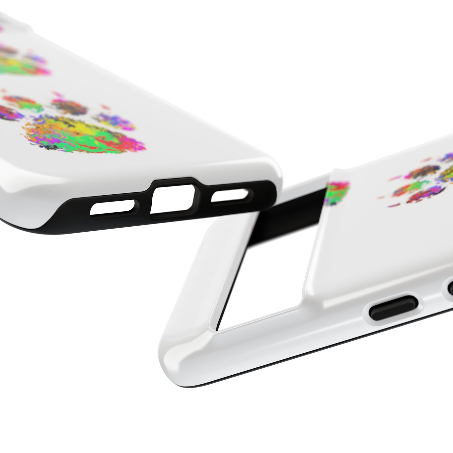 Phone Case — Colorful Paw Print Tough Case, Pet Lover Protective Phone Cover