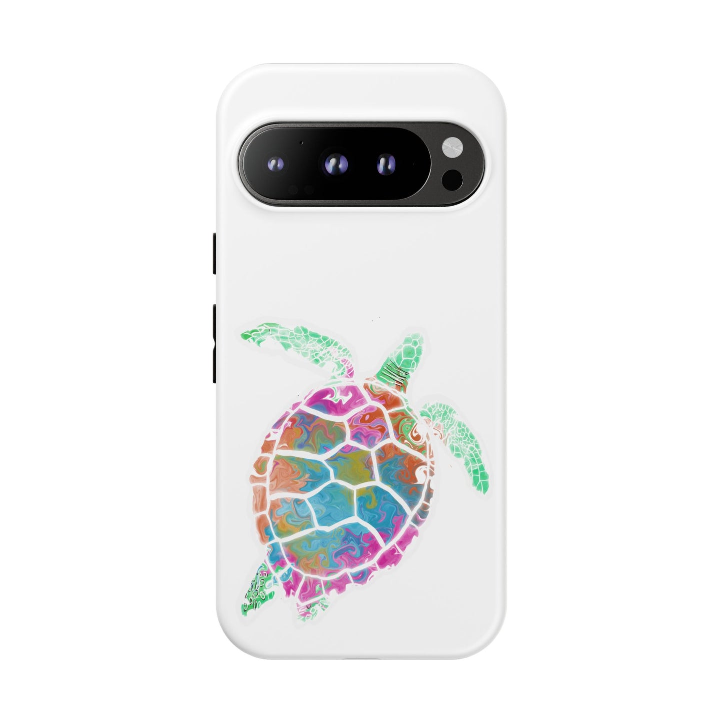 Sea Turtle Tough Phone Case — Colorful Watercolor Turtle Protective Cover