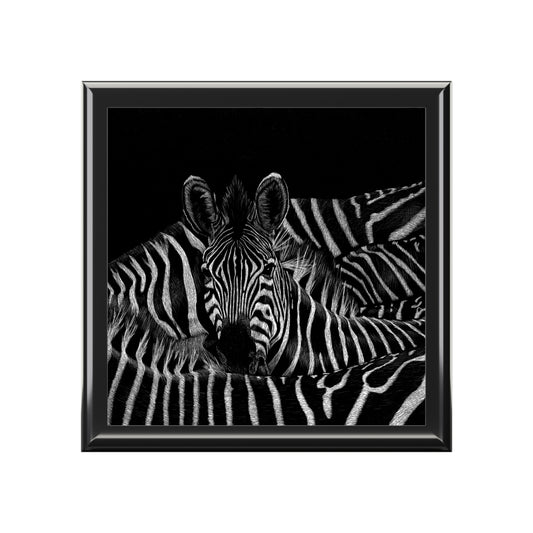 Zebra Stripes Jewelry Box — Black and White Animal Print Keepsake Box