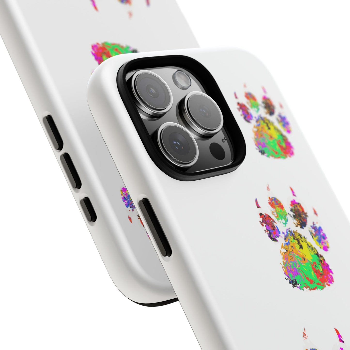 Phone Case — Colorful Paw Print Tough Case, Pet Lover Protective Phone Cover