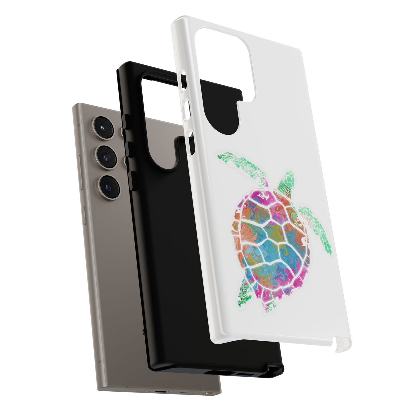 Sea Turtle Tough Phone Case — Colorful Watercolor Turtle Protective Cover