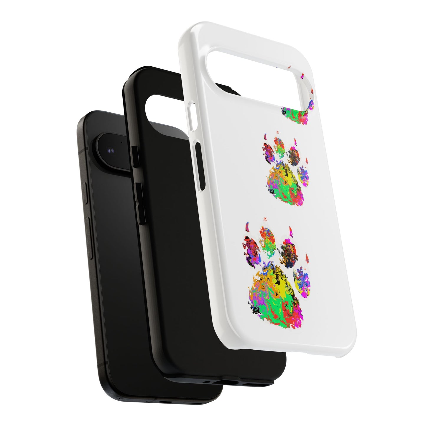 Phone Case — Colorful Paw Print Tough Case, Pet Lover Protective Phone Cover