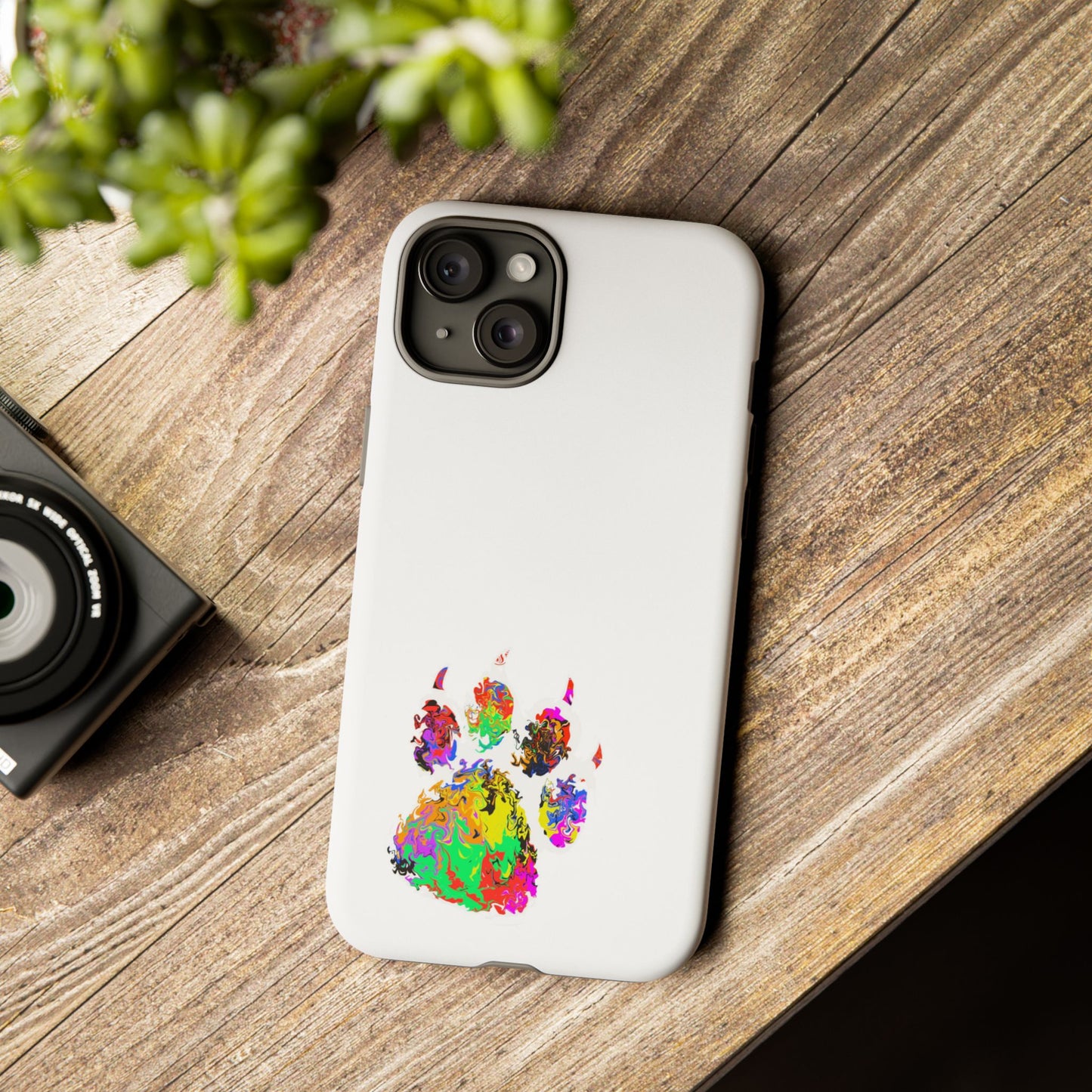 Colorful Paw Print Phone Case — Protective Pet Lover iPhone Case