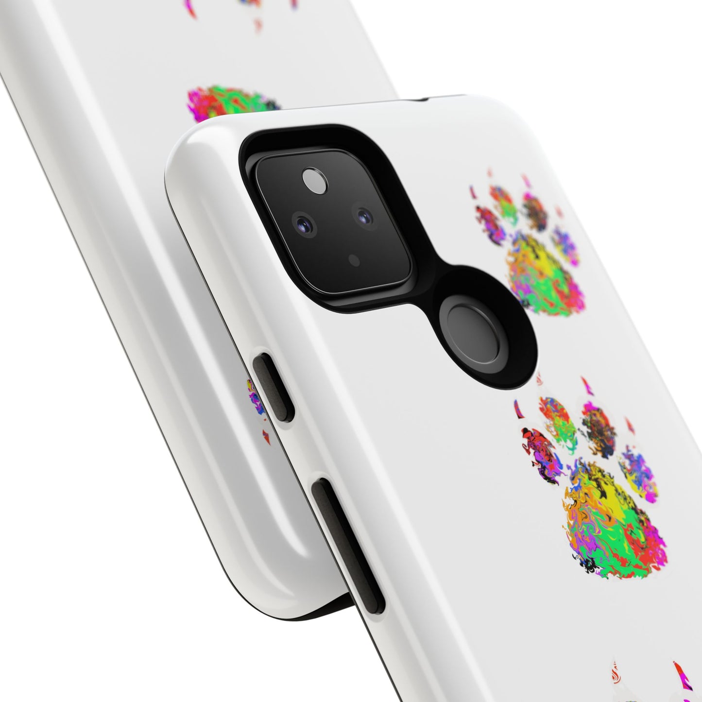 Phone Case — Colorful Paw Print Tough Case, Pet Lover Protective Phone Cover