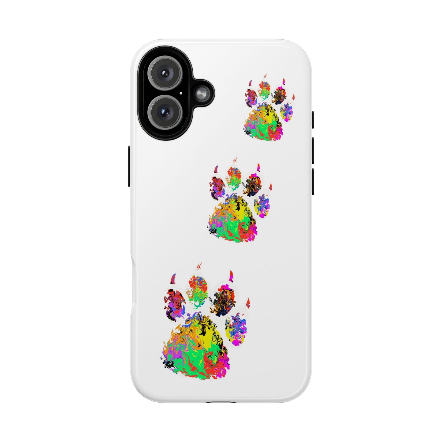 Phone Case — Colorful Paw Print Tough Case, Pet Lover Protective Phone Cover