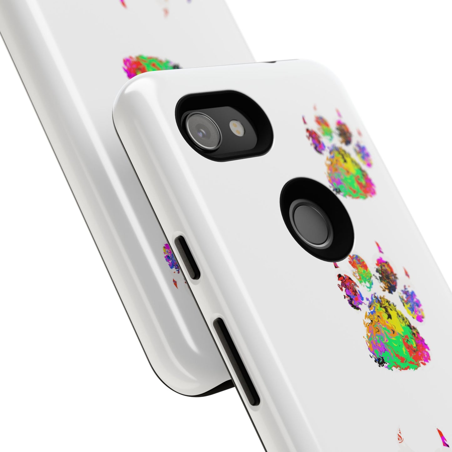 Phone Case — Colorful Paw Print Tough Case, Pet Lover Protective Phone Cover