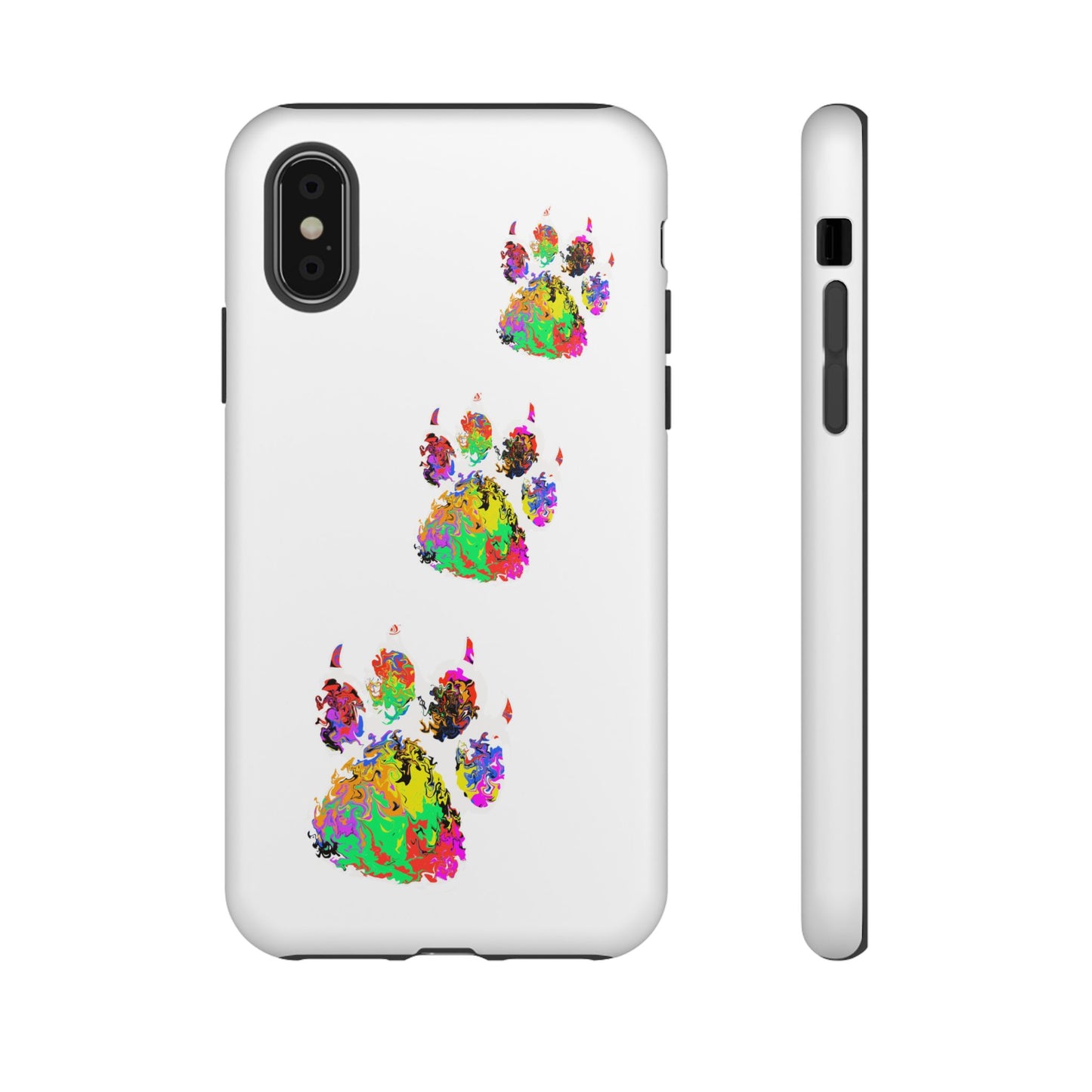 Phone Case — Colorful Paw Print Tough Case, Pet Lover Protective Phone Cover