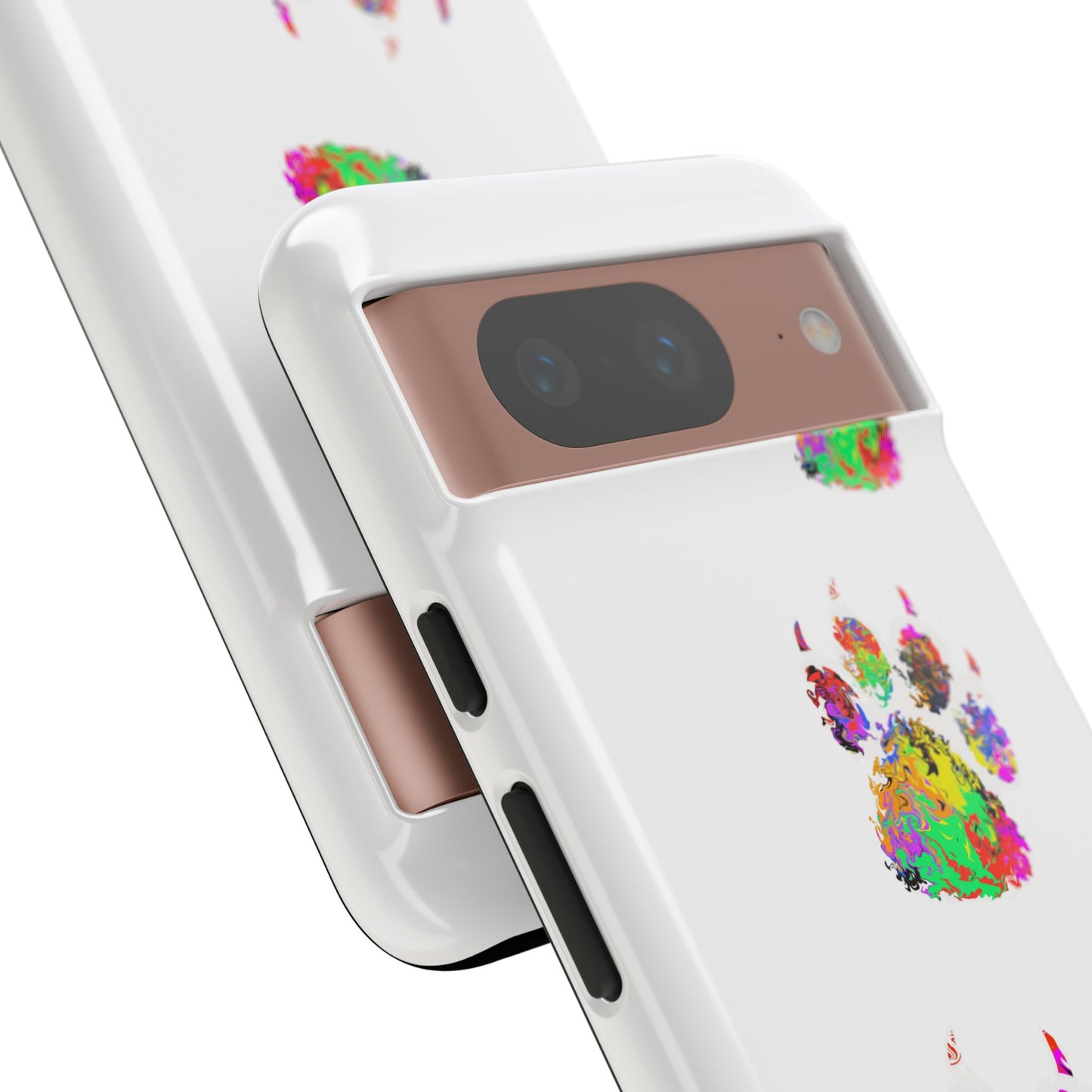 Phone Case — Colorful Paw Print Tough Case, Pet Lover Protective Phone Cover