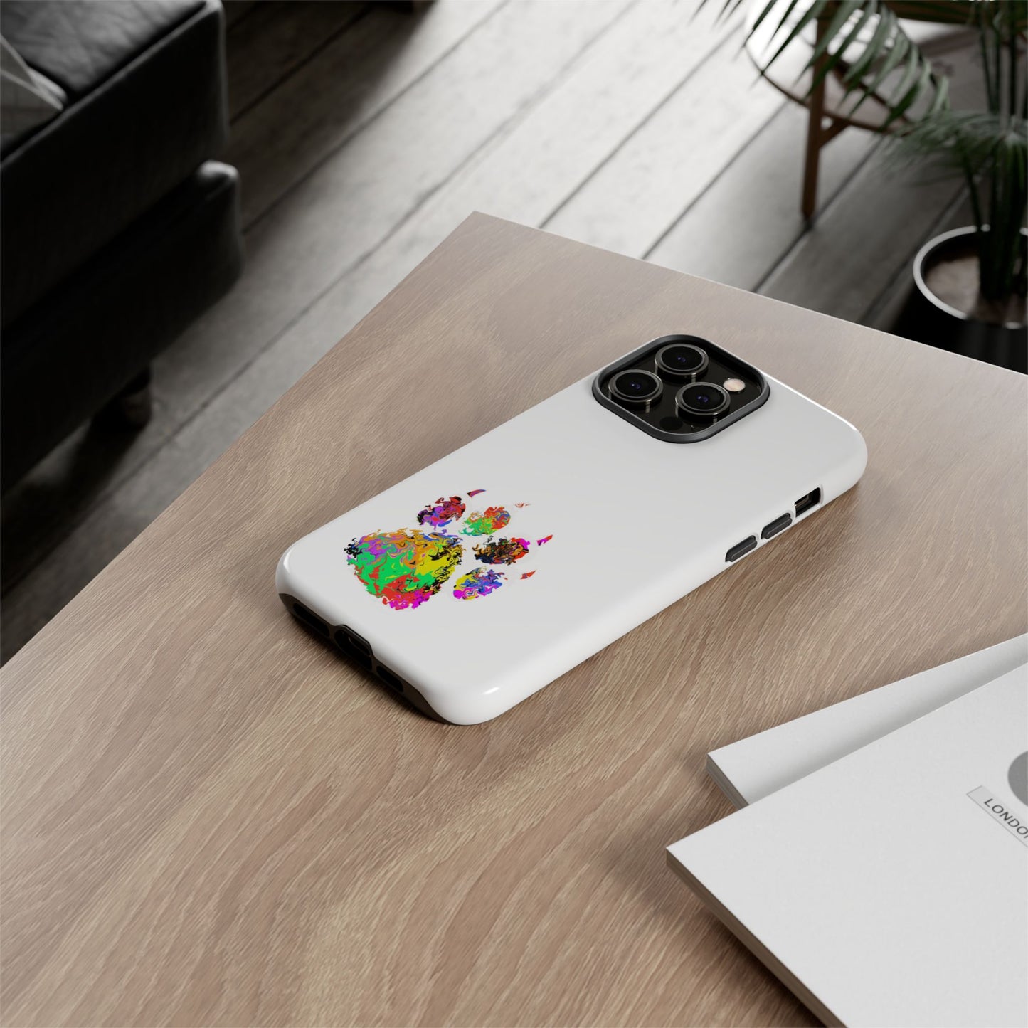 Colorful Paw Print Phone Case — Protective Pet Lover iPhone Case