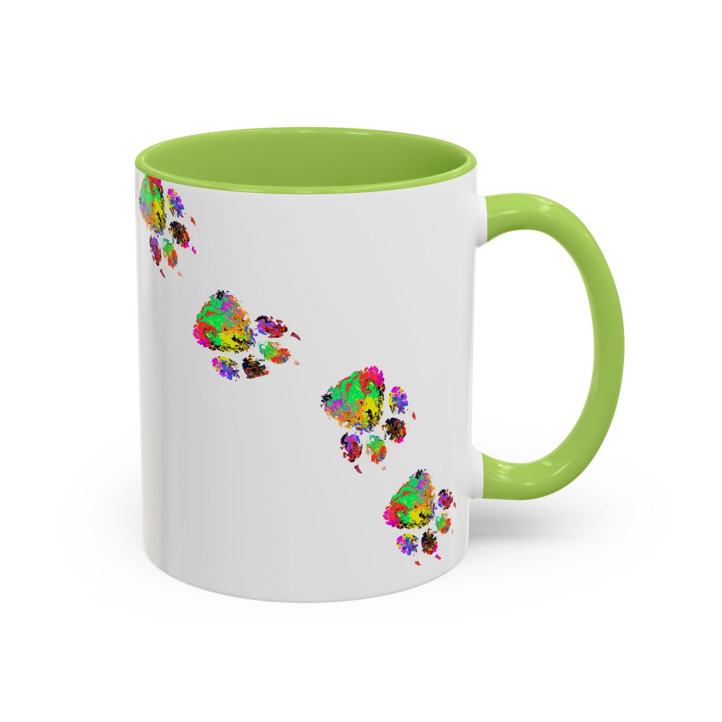 Colorful Paw Print Coffee Mug — Vibrant Pet Lover Accent Mug (11/15oz)