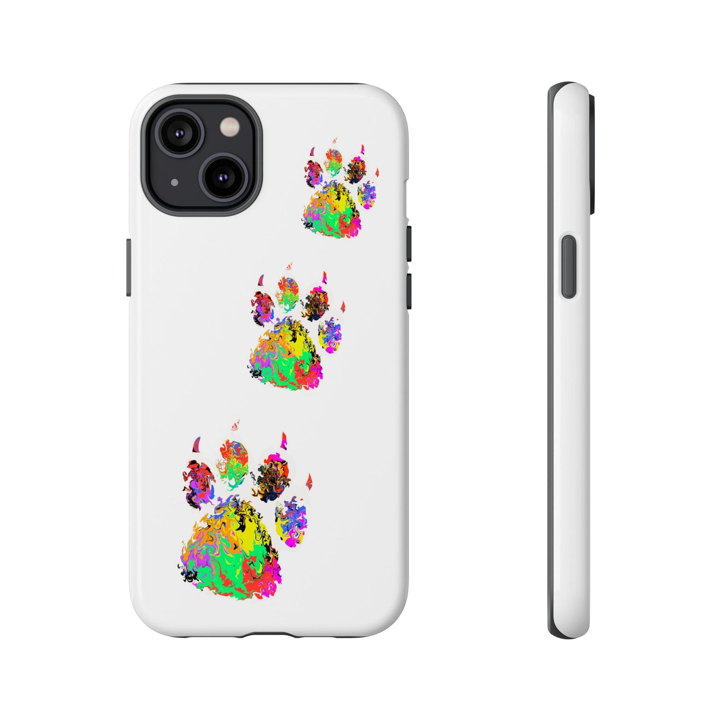 Phone Case — Colorful Paw Print Tough Case, Pet Lover Protective Phone Cover
