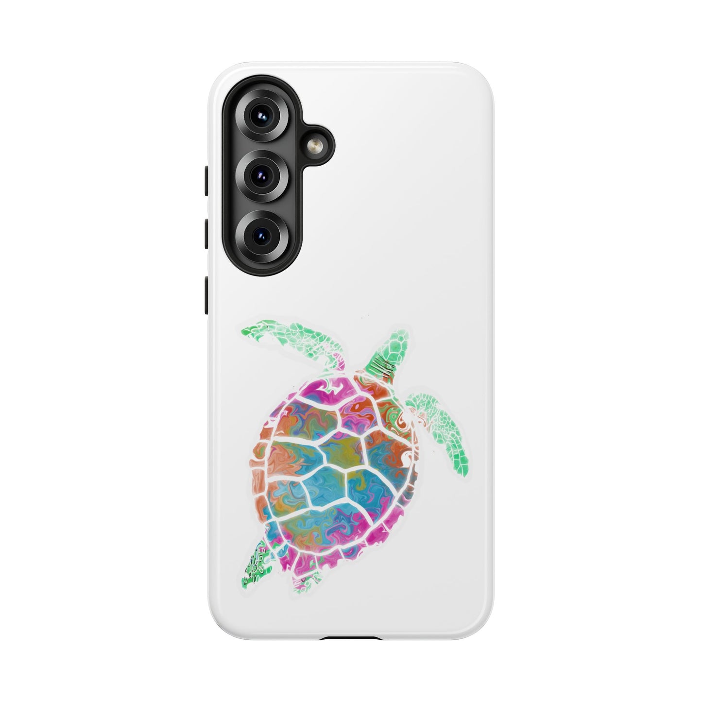 Sea Turtle Tough Phone Case — Colorful Watercolor Turtle Protective Cover