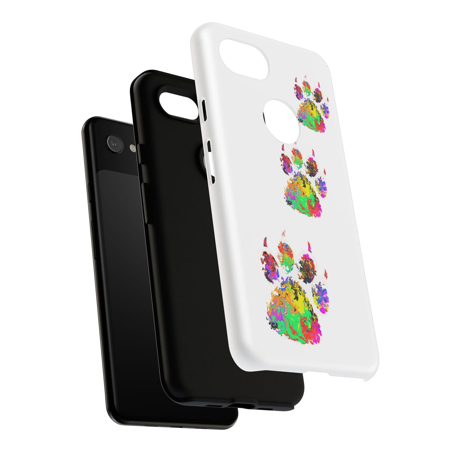 Phone Case — Colorful Paw Print Tough Case, Pet Lover Protective Phone Cover