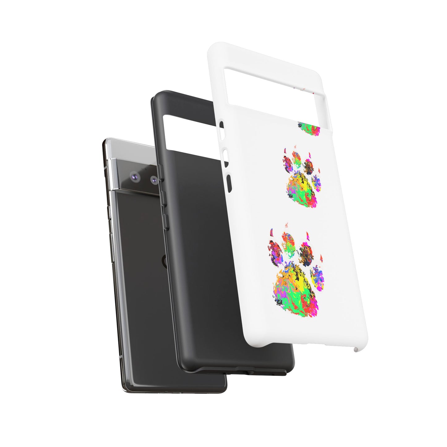 Phone Case — Colorful Paw Print Tough Case, Pet Lover Protective Phone Cover