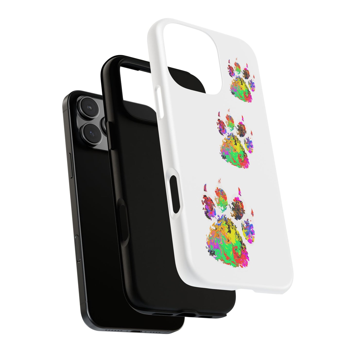 Phone Case — Colorful Paw Print Tough Case, Pet Lover Protective Phone Cover