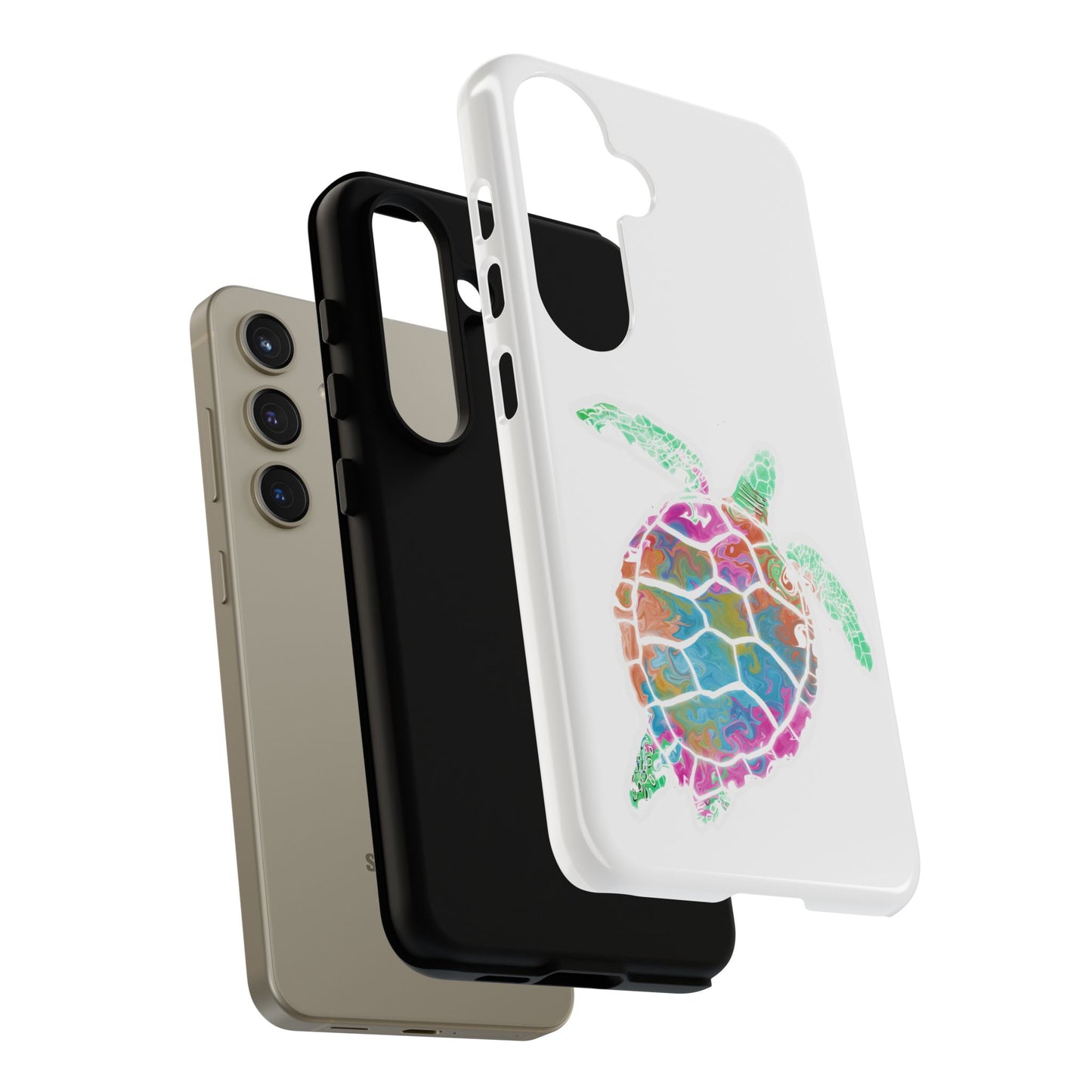 Sea Turtle Tough Phone Case — Colorful Watercolor Turtle Protective Cover