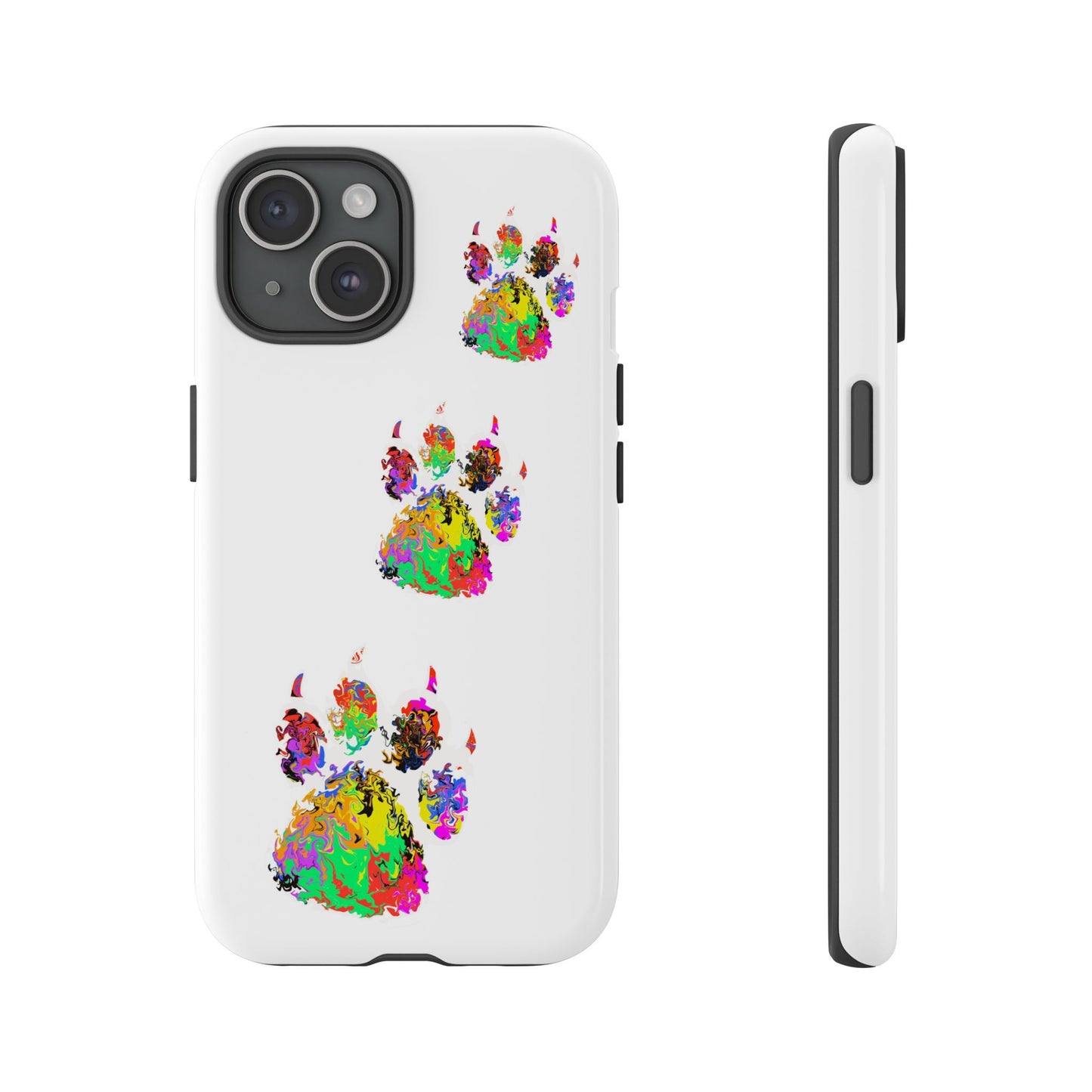 Phone Case — Colorful Paw Print Tough Case, Pet Lover Protective Phone Cover