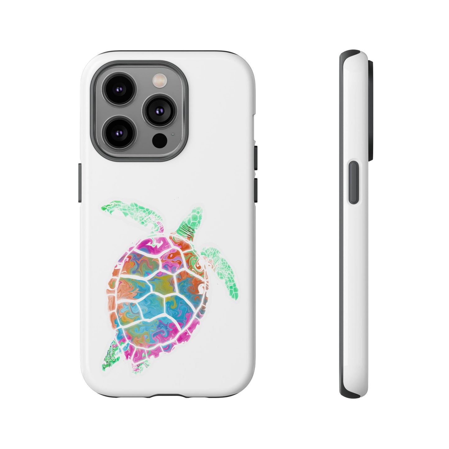 Sea Turtle Tough Phone Case — Colorful Watercolor Turtle Protective Cover