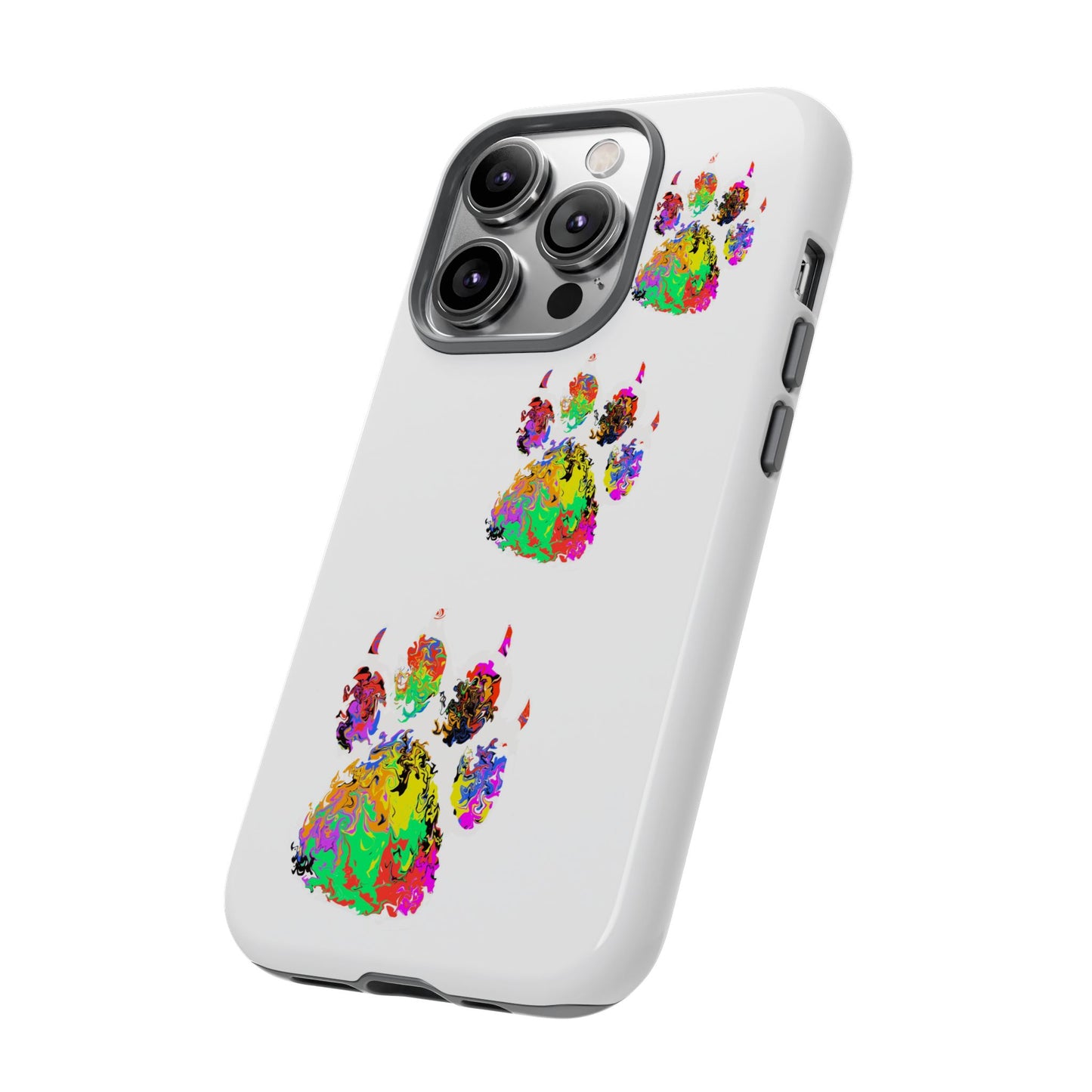 Phone Case — Colorful Paw Print Tough Case, Pet Lover Protective Phone Cover